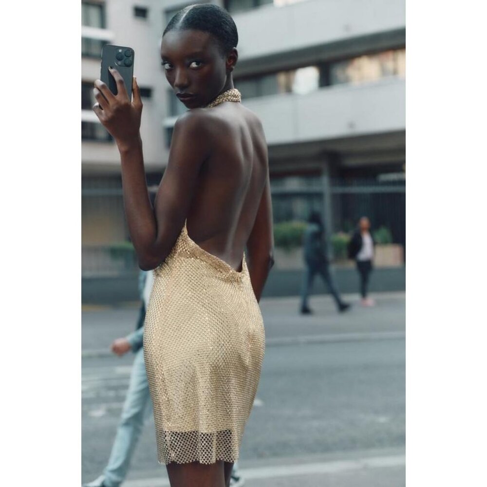 ZARA SPARKLY HALTERNECK DRESS - Picture 6 of 8